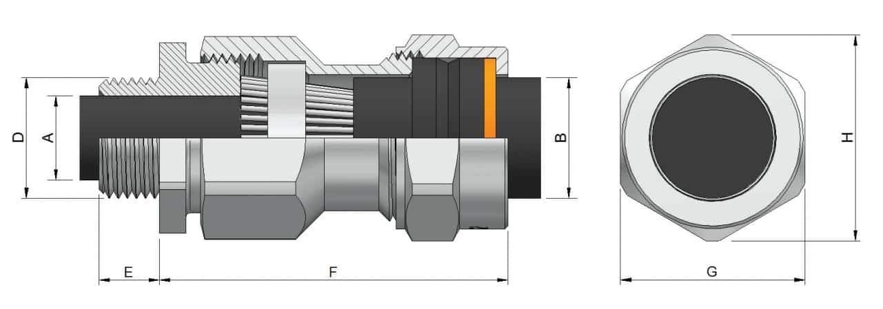 CW LSF Aluminium Cable Glands - Dimensions